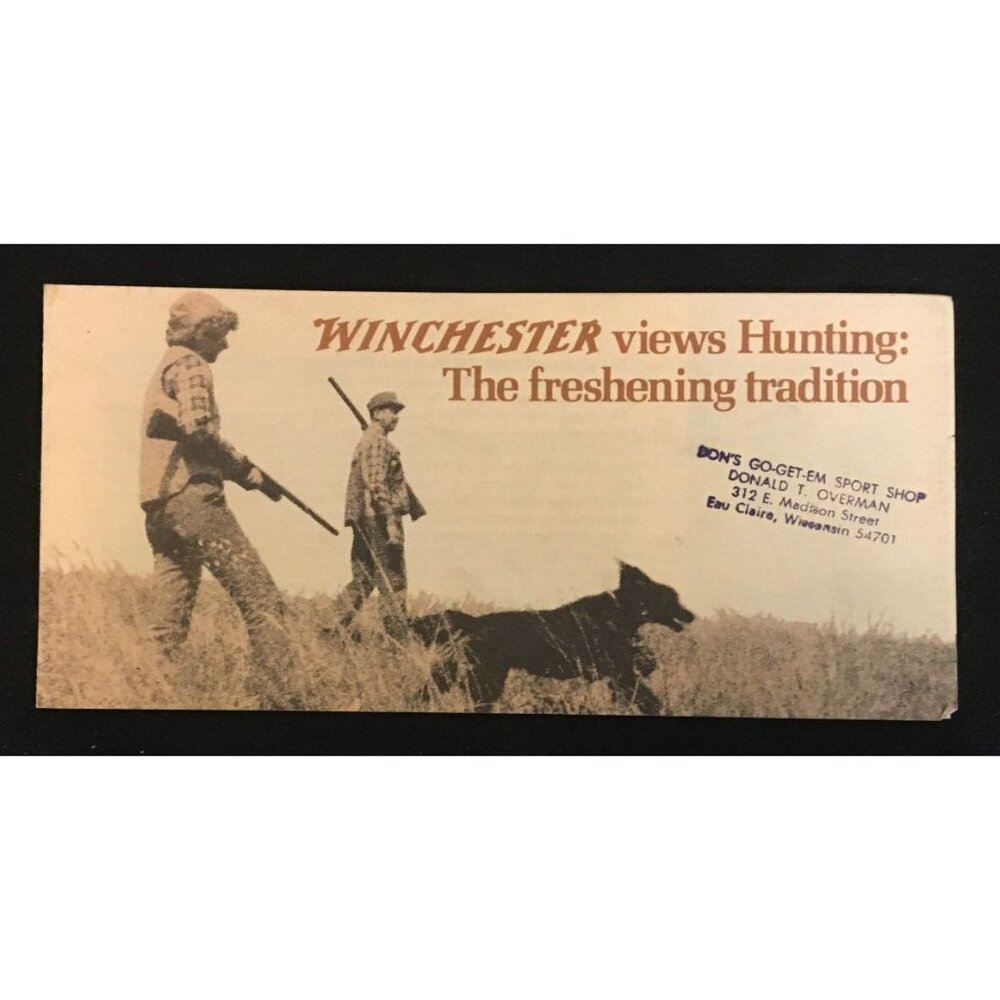 Winchester Views Hunting: The Freshening Tradition. Tri-fold Pamphlet  3 3/4"x8"